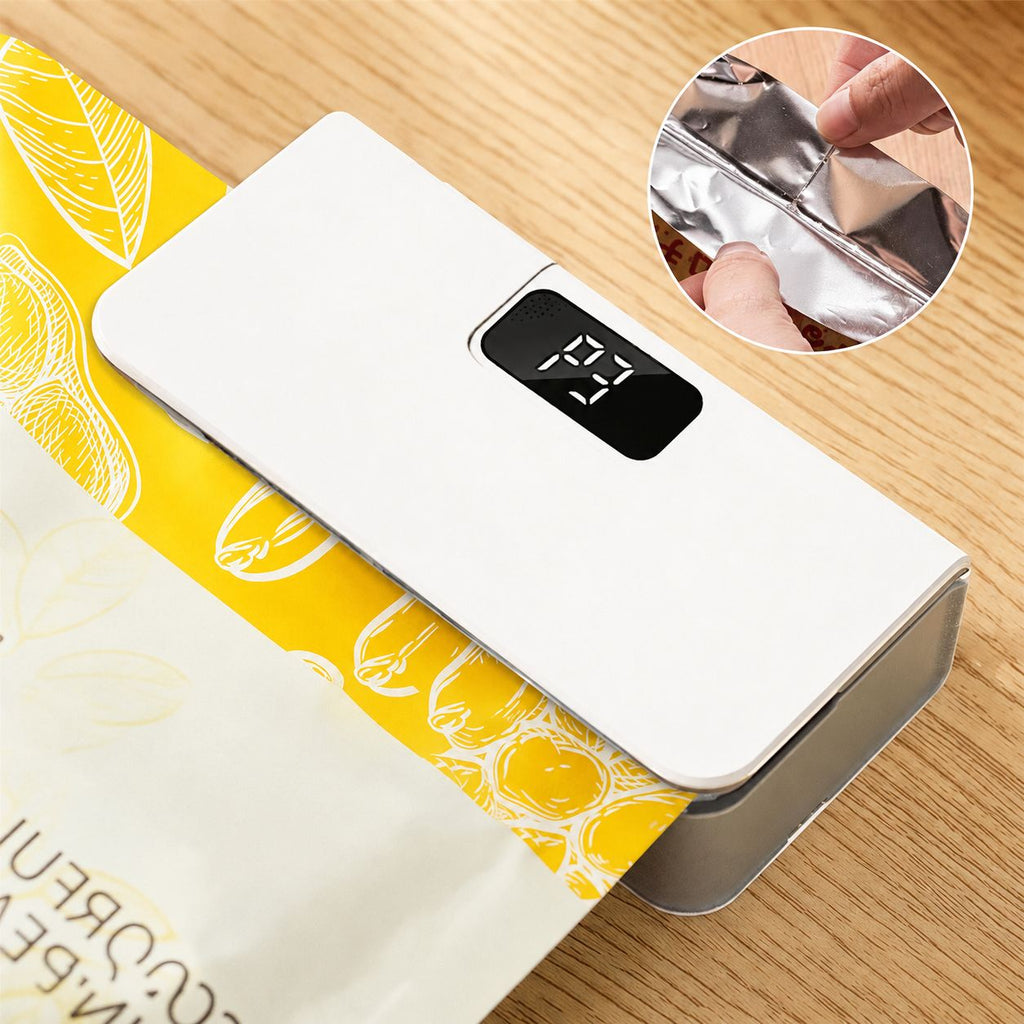 Piccola macchina sigillatrice portatile mini per alimenti, snack e sacchetti di plastica.